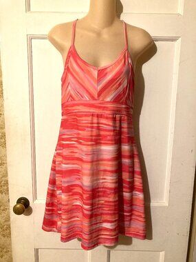 TEHAMA Vibrant Slvs Racer Back Built In Bra STRETCH Dress ~ Sz S